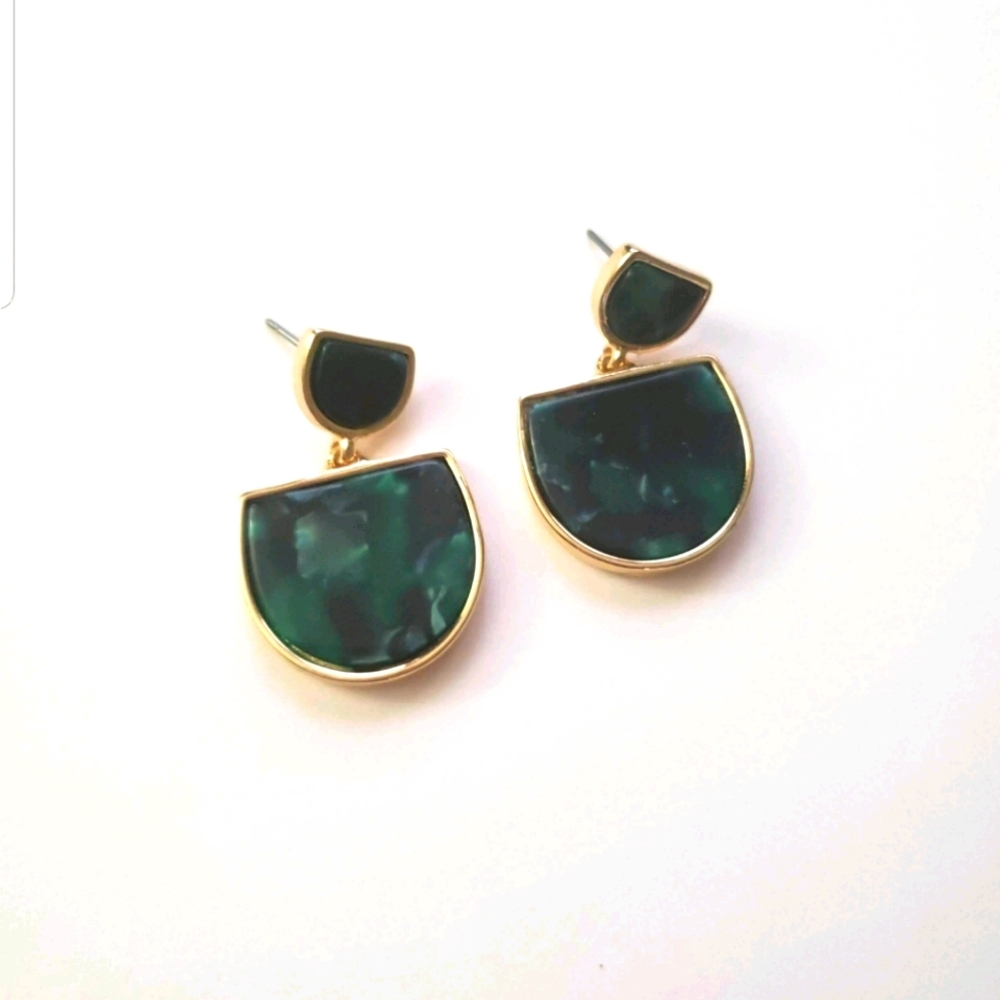 Dark Green Drop Earrings